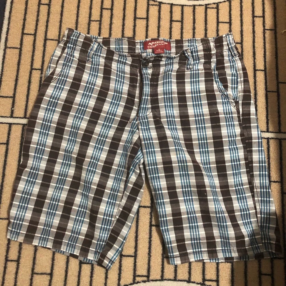 Brown & Blue Plaid Shorts